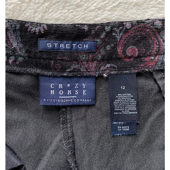 womens Crazy Horse (Liz Claiborne) narrow-wale, straight leg, paisley corduroy - Picture 7 of 7
